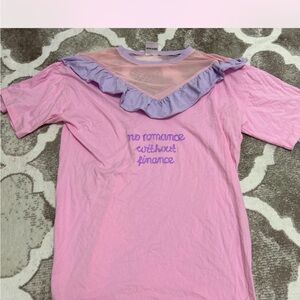 Sugar Thrillz Pink Tee with Purple Ruffle